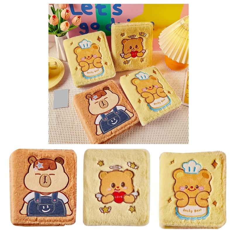 Soft Plush Card Storage Book Cute Capybaras Butter Bear Mini Photo Album 3Inch Picture Photocard Binder Card Sleeves