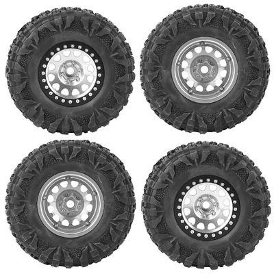 4pcs RC Crawler Rubber Tire Metal Wheel Hub Accessory Fit for 1 10 RC Car 2.2 InchSilver