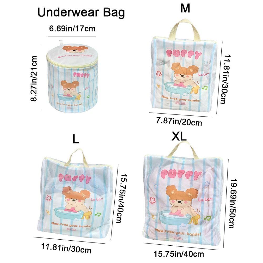 4Pcs/Set Cartoon Bear Laundry Bag Zippered Puppy Printed Laundry Bag  Laundry Care