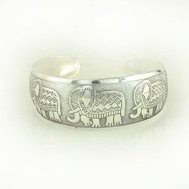 Ancient Silver Tibetan Decoration Engraved Opening Bracelet, Ethnic Style Retro Wide Bracelet, Bracelet
