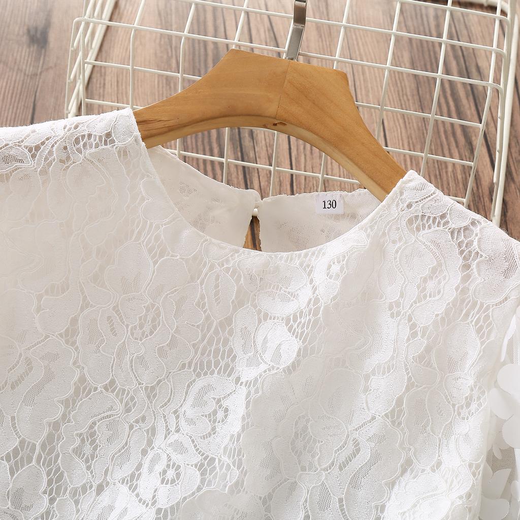 Girls Spring Fresh Floral Tops Middle and Big Kids Long Sleeve Design Pretty Tops