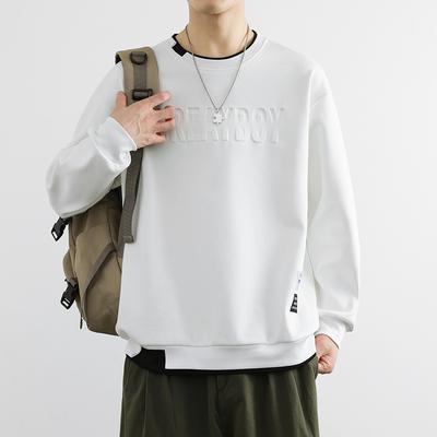 Spring and Autumn Round Neck Sweater Men's Loose Hong Kong Style Steel Seal Fashion Loose Casual Shirt Pullover Men's Wear