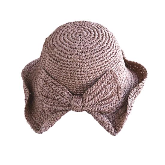 Straw Hat Bowknot Decor Wide Brim Foldable Summer Hat Sun Protection Lightweight Outdoor Travel Sun Hat Sunshade Accessory