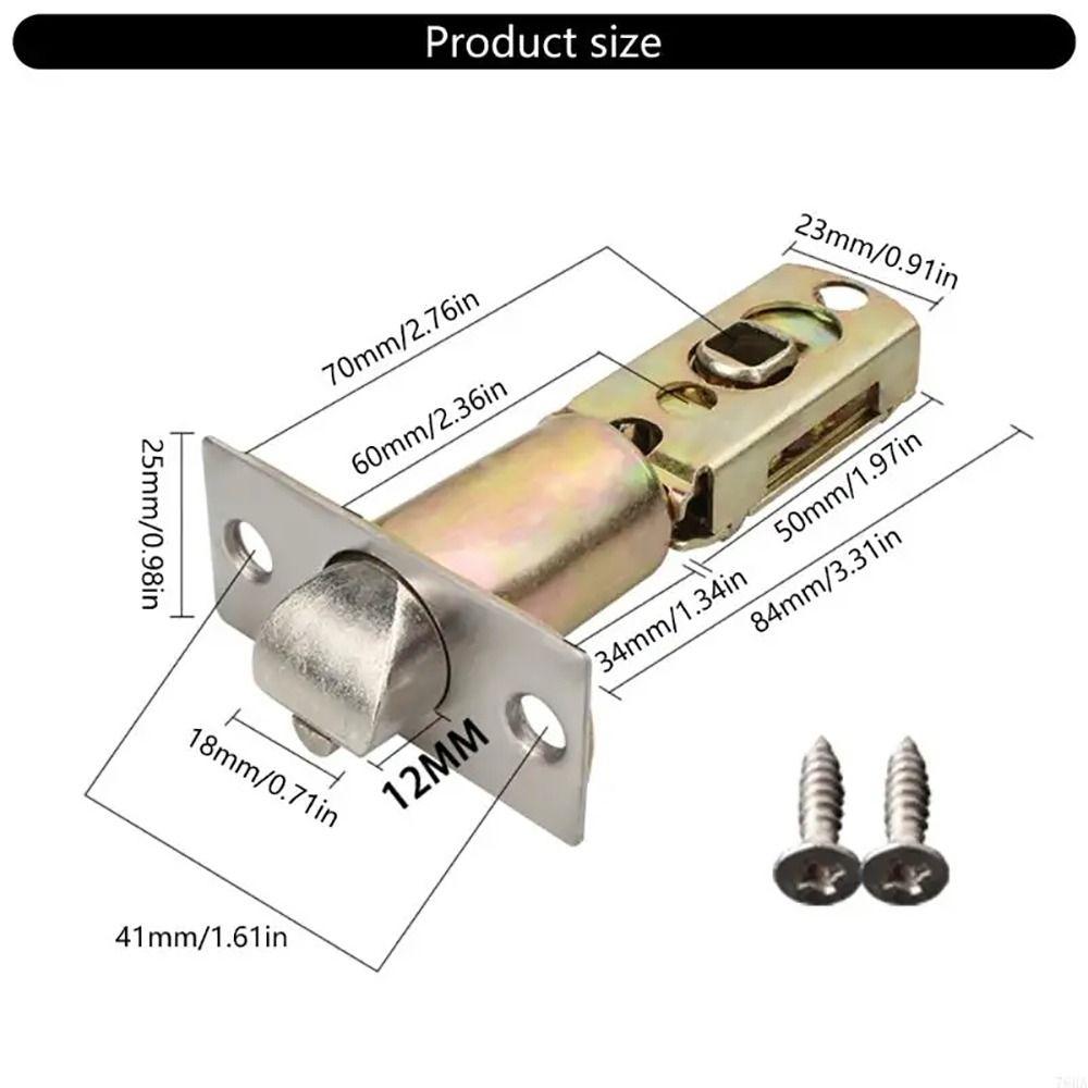 1Pcs Privacy Door Lock Latch Stainless Steel Internal Bolt Catch Durable Lock Tongue Core Hardware