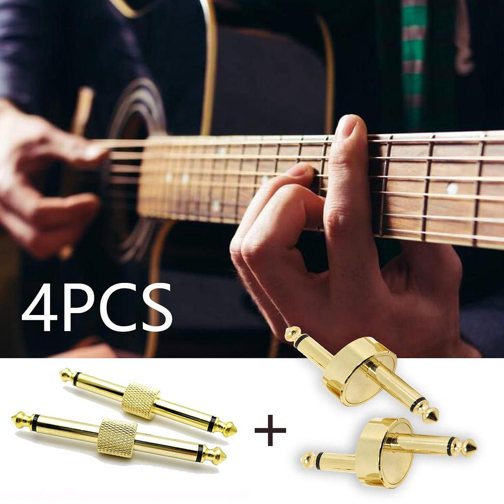 DanYun Effector Connecting Plug Crank Set of 4 6.35mm Patch Cables, Pure Copper, High Transmission Efficiency, for Guitar, Effects Pedal, Shielded
