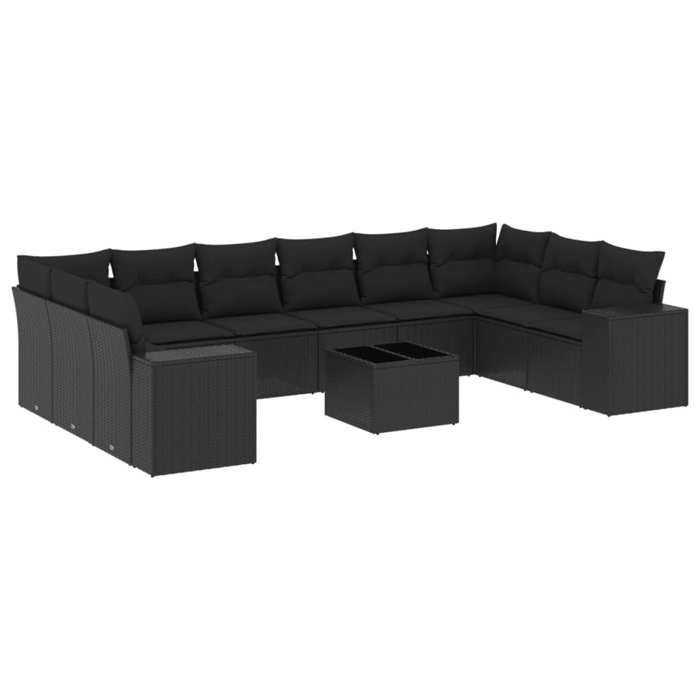 VidaXL Garden Lounge Set with Cushions 11 Pcs, Patio Sofas, Patio Furniture Set, Outdoor Furniture, Black 3255412