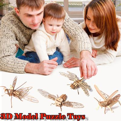Insect Puzzle Wooden DIY Assembly 3D Puzzle Toy Educational Puzzle Toy For Kids