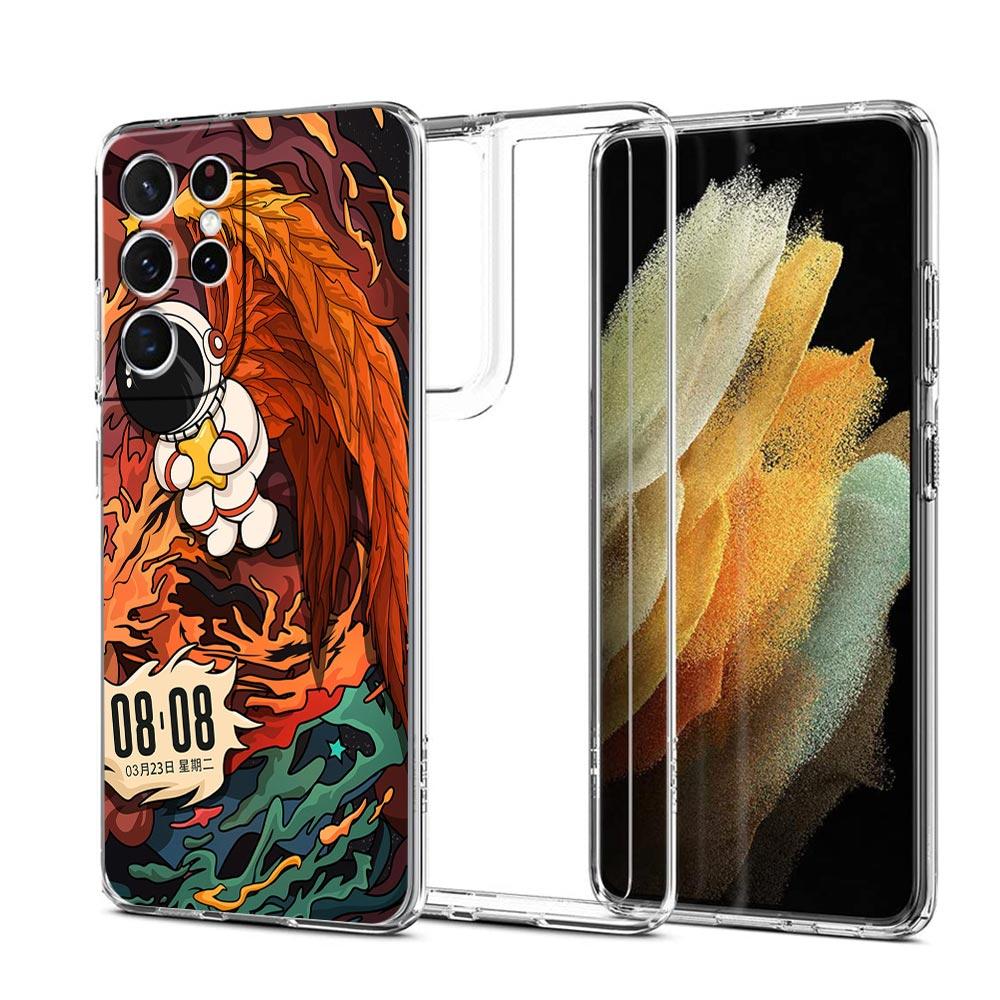 Cute Cartoon Astronaut Phone Case For Samsung Galaxy S22 S21 S20 FE Ultra 5G S10 S10E S9 S8 Plus Note 10 20 Clear Silicone Cover