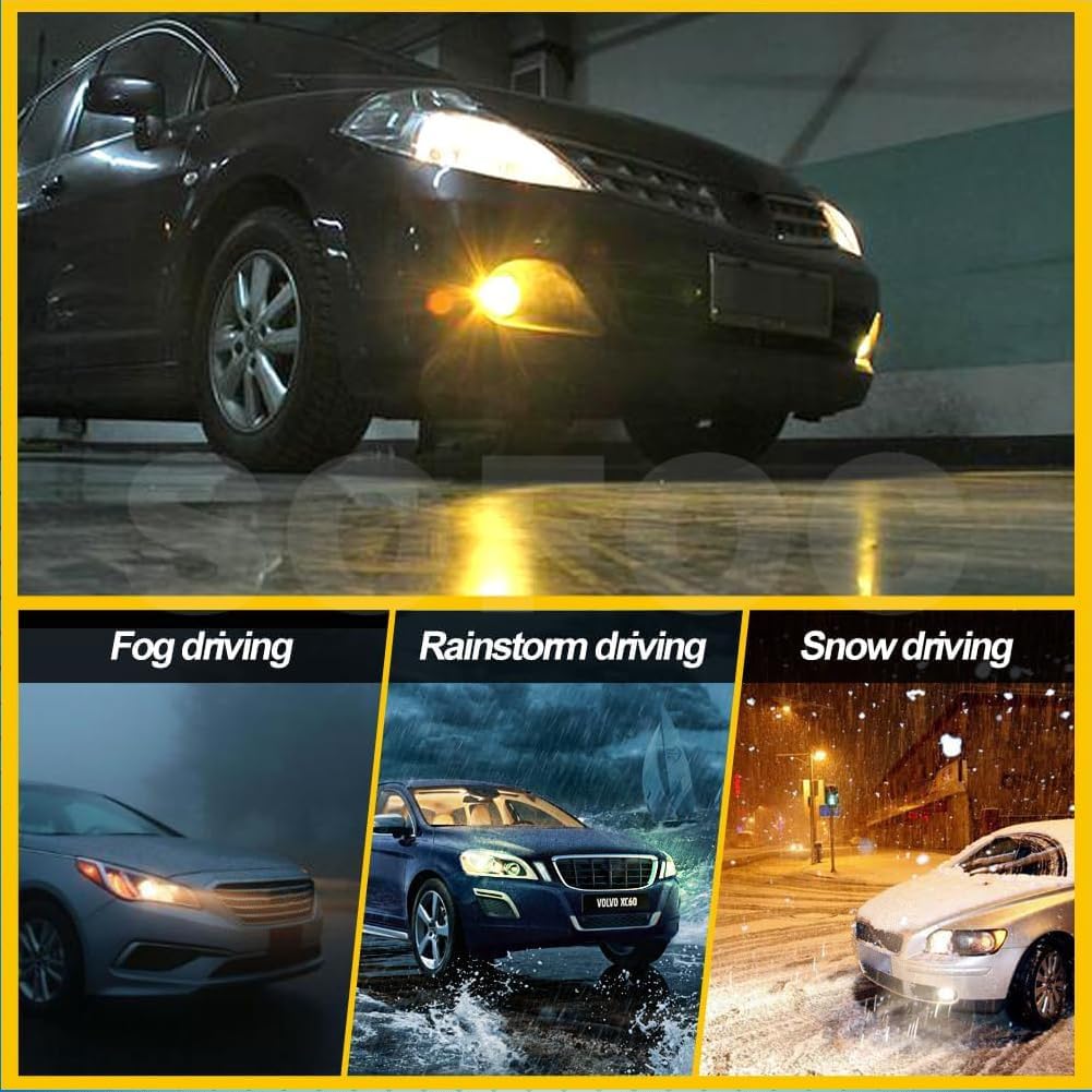 SOFOC Ultra Bright H1 Car Fog Lights Headlights High/Low Beam Lamps, 24V 100W, Yellow, 3000K, Set of 2