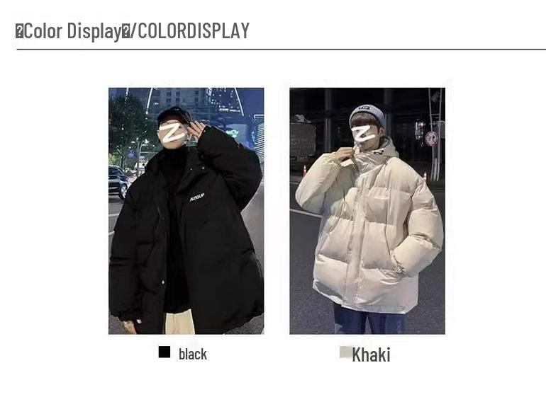 Men's Plus Size Hooded Down Puffer Jacket - Thick, Warm, and Versatile Winter Coat for Couples and Students