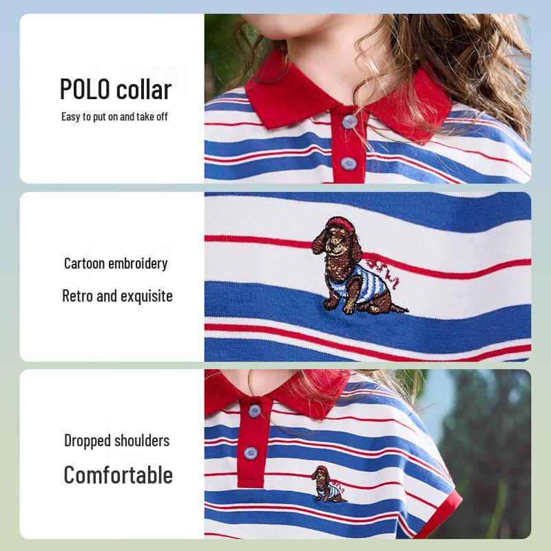 ASK JUNIOR Girls' Summer Polo T-Shirt & Pleated Skirt Set