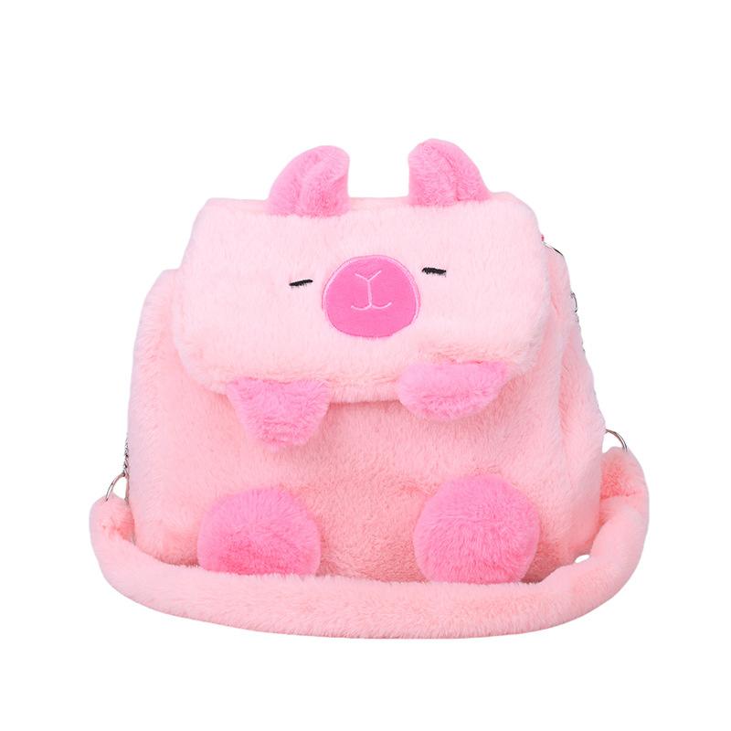 2025 plush backpack cute cartoon double backpack cover chain single shoulder messenger bag women's bag