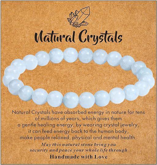 Hot Selling Natural Stone with Cardboard Beaded Elastic String Bracelet Crystal Agate Tiger Eye Stone Wholesale Bracelet Jewelry