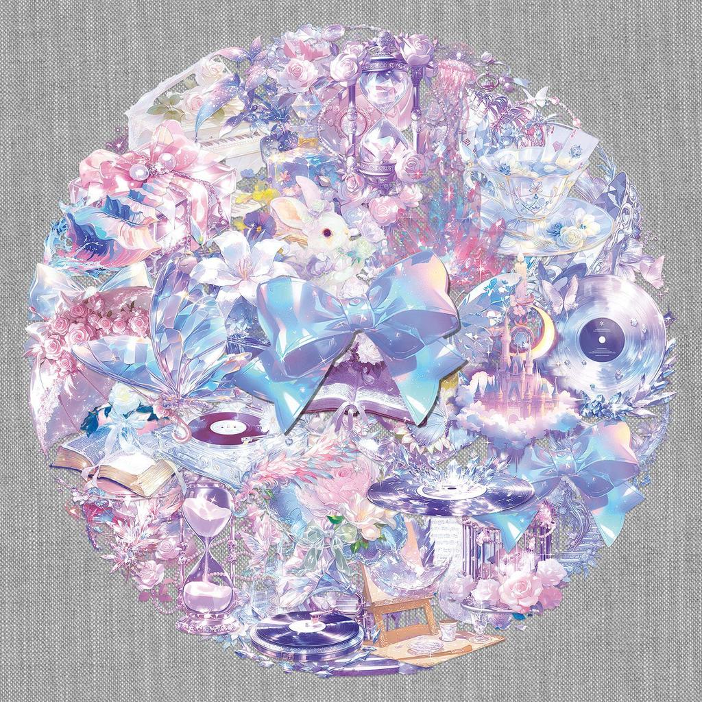 50 Blatt Transparente Mädchenhafte Prinzessin Lila Kristall Wasserdichte Dekorative Aufkleber