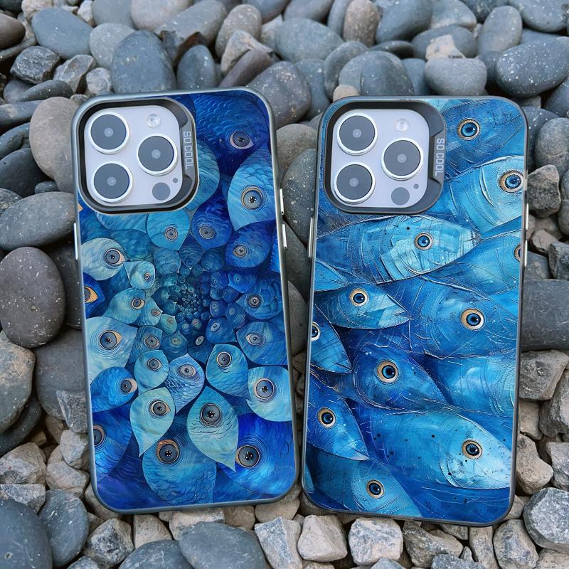 Cute Joyful Small Fish Group Phone Case For iPhone 16 Pro Max 15 14 Pro Max Plus 13 Mini 12 Pro Max 11  Advanced Laser Covers