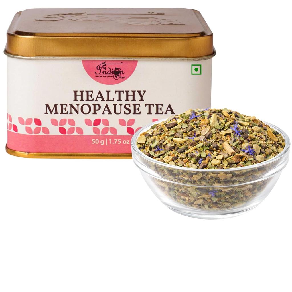 Tè per la Menopausa Salutare 50g, Il Chai Indiano, Sollievo da Vampate di Calore e Sudorazioni Notturne