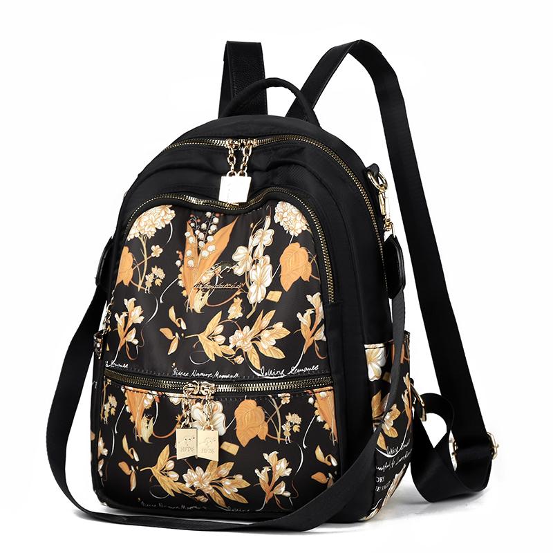 Lightweight Water-repellent Nylon Bag Large Capacity Women's Printed Backpack Student Schoolbag Outdoor Travel Bag