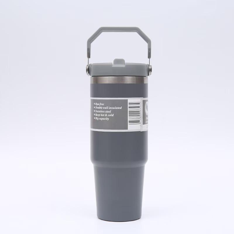 30oz Edelstahl tragbarer Reise-Thermosbecher mit Strohhalm - Großes Fassungsvermögen für Outdoor-/Autonutzung
