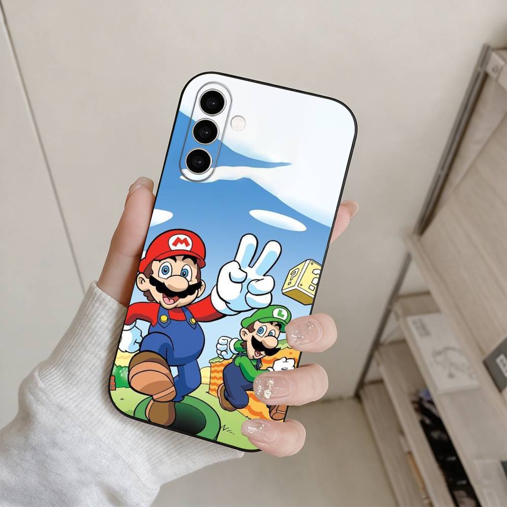 cartoon S-Super M-MarioS Bros Phone Case For Samsung Galaxy A73,A72,A71,A70,A53,A52,A51,Others Soft Black Cover