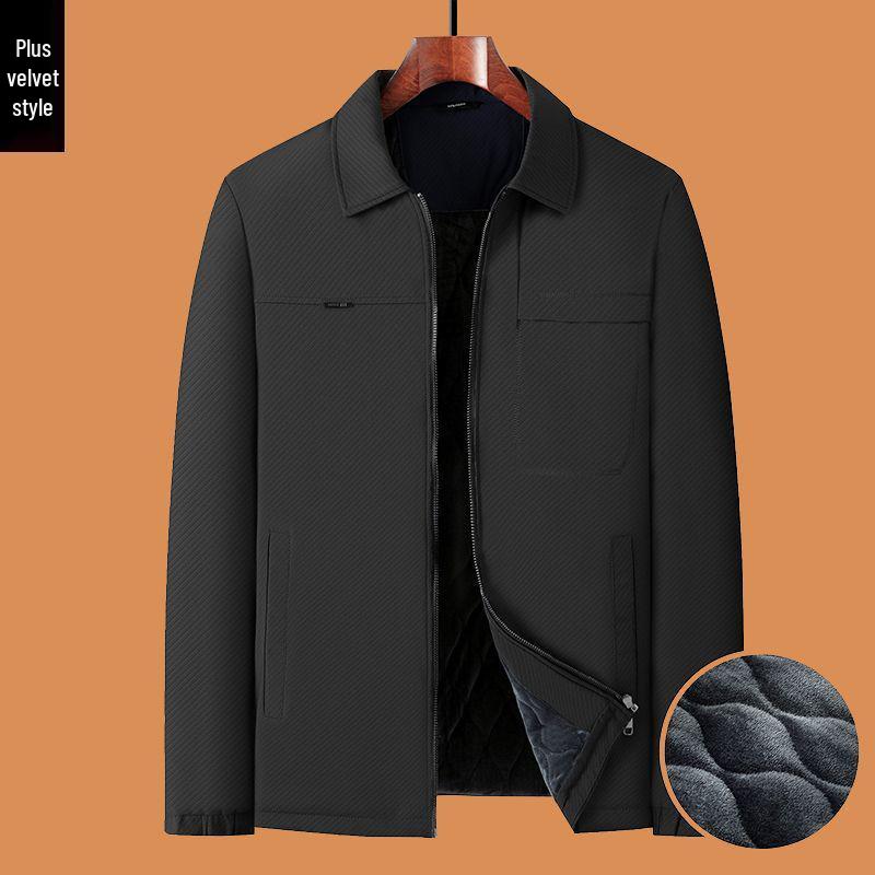 Men's Mid-aged Fleece-lined Winter Jacket: Warm, Thick, and Perfect for Autumn and Winter.