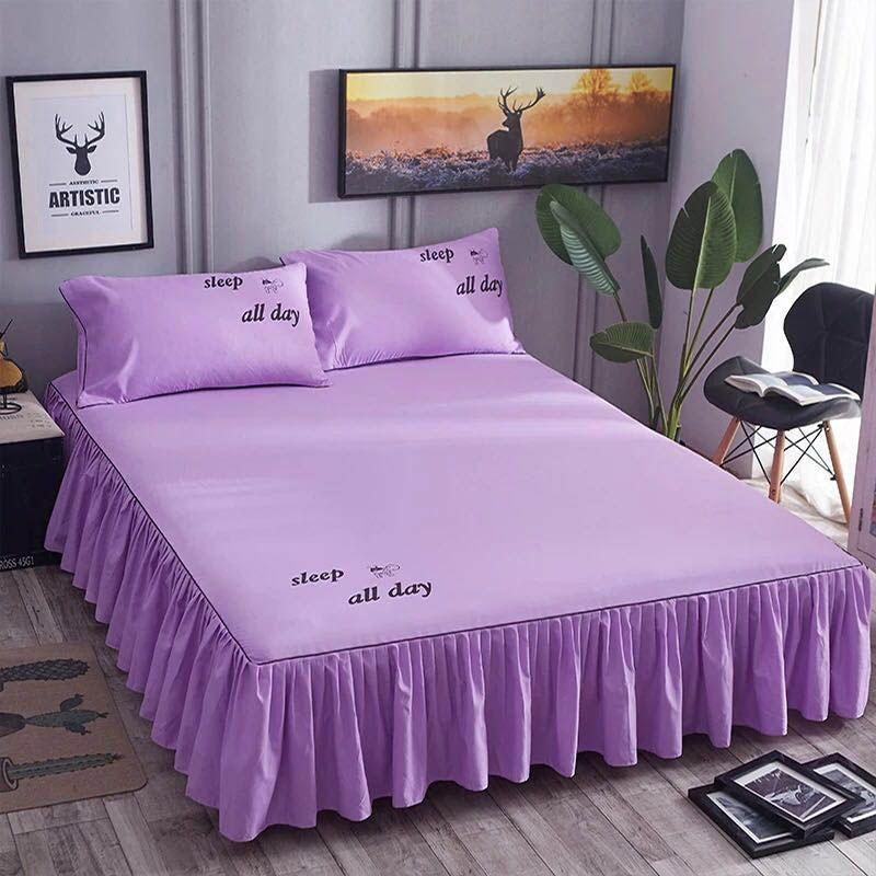 Bedsheet Bed Skirt Bedspread Non-slip Mattress Cover Bedding Bed Skirt Solid Home Hotel Bed Skirt Mattress Protector Cover