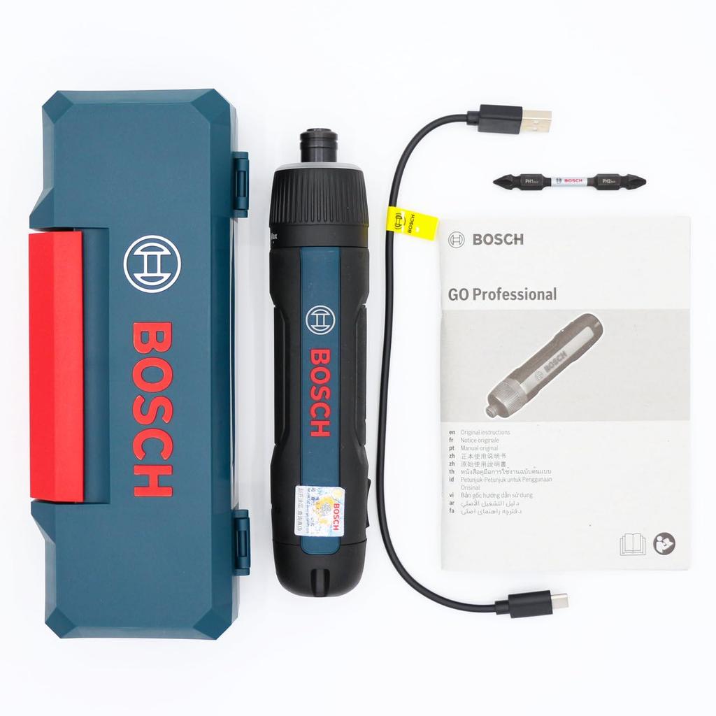 Bosch GO3 Cordless Electric Screwdriver with LED Bits and USB Cable 3.6V Light, Double-Ended (PH1 & PH2), Case, Type-C [Used]