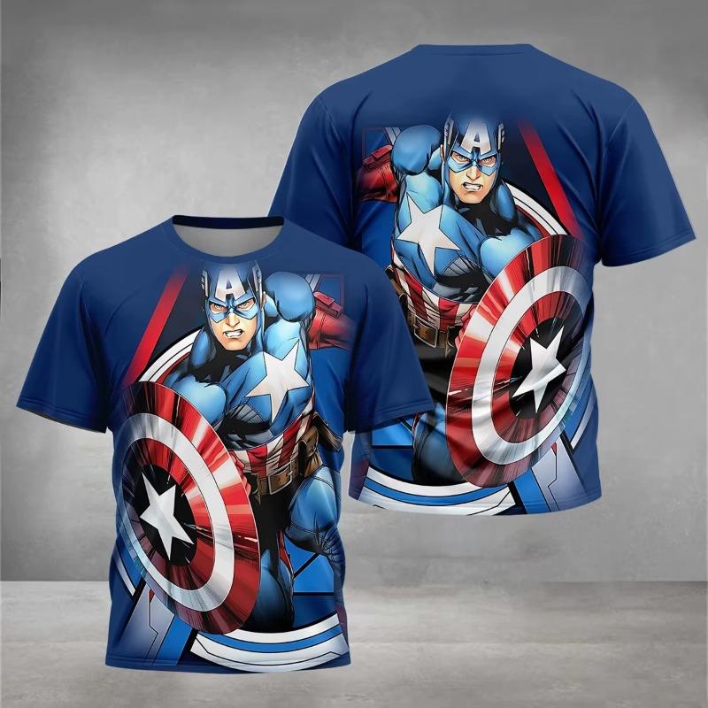 

2026 Summer Trendy Man Marvel Beauty Team 3D T-shirt Battle Pose Printed Outdoor Short Sleeve Loose Eye catching Street T Shirt 6XL