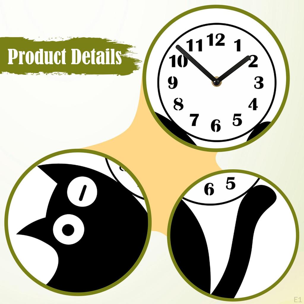 Acrylic Cat Design Silent Hanging Wall Clock Decorative Pendulum Ornament Suitable for Bedroom