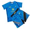 Schnelltrocknendes MMA Boxen Muay Thai Trainingsset Kinder - Kurzarm Oberteil Shorts Schwarz Gold Blau