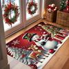 VIKAMA Christmas Candy Cane Doormat Snowman & Deer Welcome Carpet Outdoor Indoor Entryway Mat Living Room Rugs Home Decor