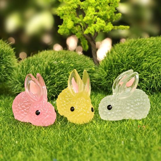 Luminous Micro Landscape Rabbit Ornaments Glow in The Dark Bunny Figurines for Moss Micro-Landscapes Fish Tank Decoration DIY Accessories