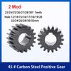 1Pcs 2M Mechanical Transmission Motor Small Gear 45 # Carbon Steel Hole 12/14/16/17/18/19/20/25mm Type 2 23T-30T Positive Gear