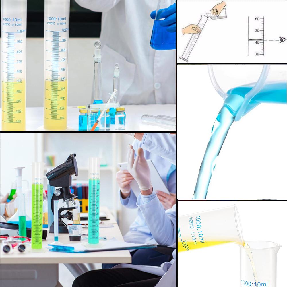 1 Set for Measuring Plastic Measuring Cylinders, Graduated Cylinders Clear Graduated Cups Gas Cylinders Laboratory Tools