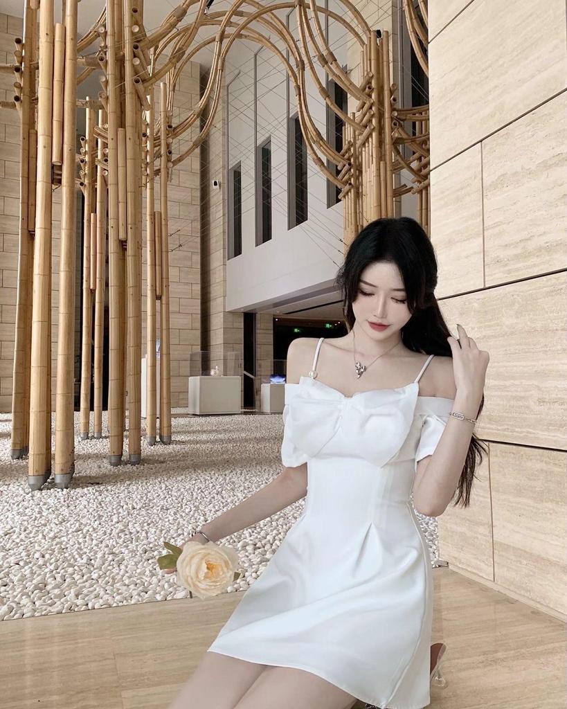 Elegant Bow One-Shoulder Strappy Dress for Summer 2026