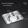 304 Stainless Steel 6-Compartment Deep Meal Tray
