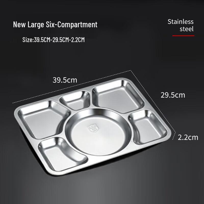 304 Stainless Steel 6-Compartment Deep Meal Tray