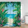 Seaside Landscape Shower Curtains Coconut Trees Tropical Leaves Sea Scenery Bathroom Decor Summer Hawaii Polyester Bath Curtain