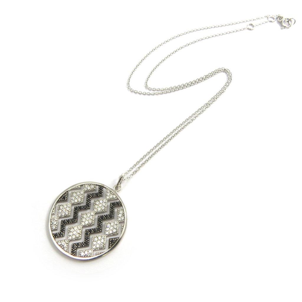 Altesse [N3070] - Silver Necklace 'Sissi' Black White