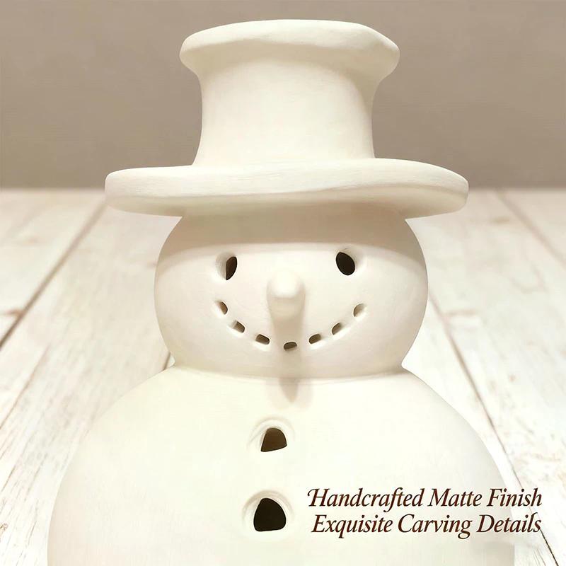 Terrakotta Schneemann Figur mit Licht Vintage Farbe Weihnachts Tischdekoration Mittelstück für Zuhause Büro Feiertag Weihnachten