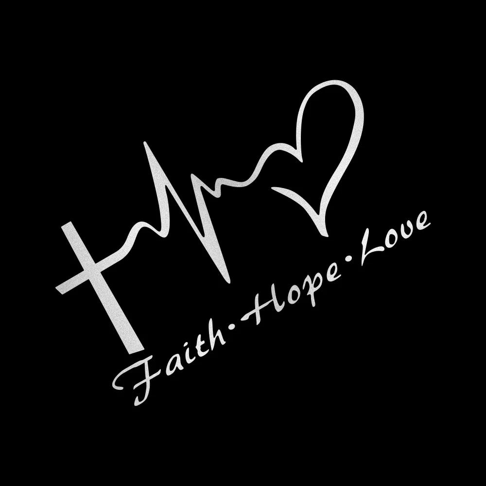 Faith Hope Love Car Sticker Heart Jesus Cross Heartbeat Vinyl Decals for Trucks Vans Window Motorcycle Vehicle Creative Decor