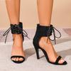 Women Sandals Outdoor Roma Trend Party Dress Stiletto Heels Shoes Sexy Open-toed Shoes Cross Lace-up Designer Sandals for Women