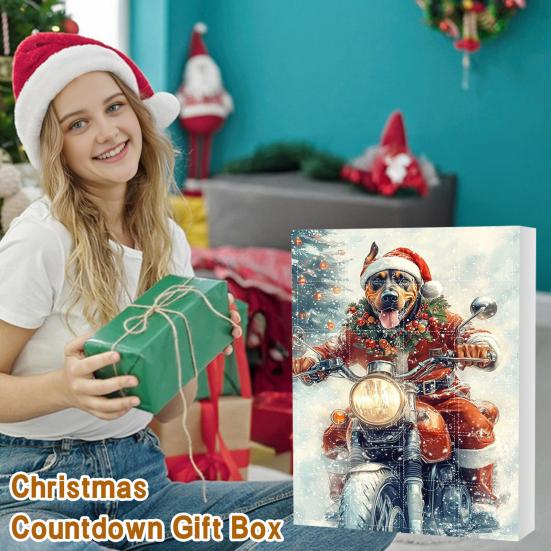 Christmas Funny Motorcycle Dog Advent Calendar 2025 24-Day Countdown with 2D