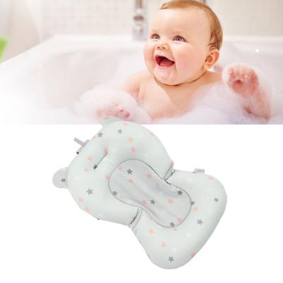 Baby Bath Seat Cushion Floating Safe Foldable Adjustable Infant Bath Supporter for Newborn Light Blue Stars