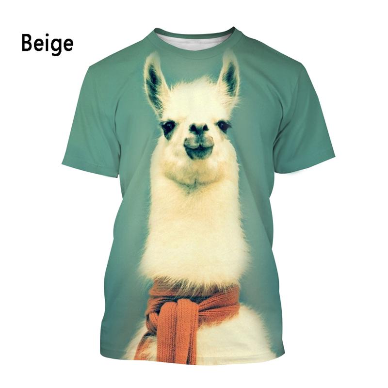 Fashion 3D Animal Print Mens Clothes Women Outdoor Funny Alpaca Printed T-shirt Kids Summer Casual Short Sleeve O-neck Tee Tops