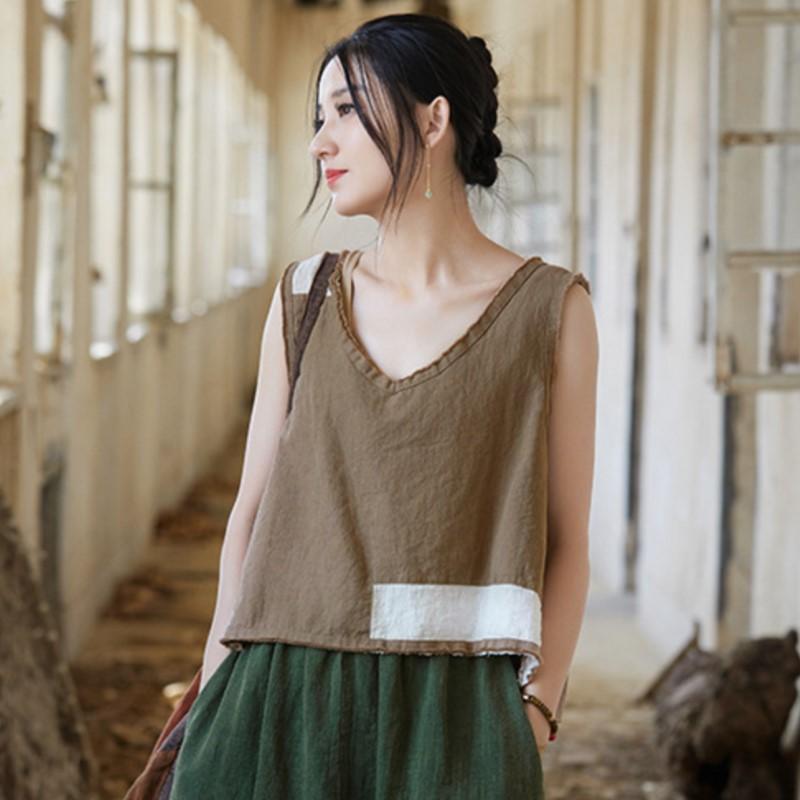 Johnature Women Vintage Tank Tops Summer Sleeveless Loose Casual Soft Women Tank Tops