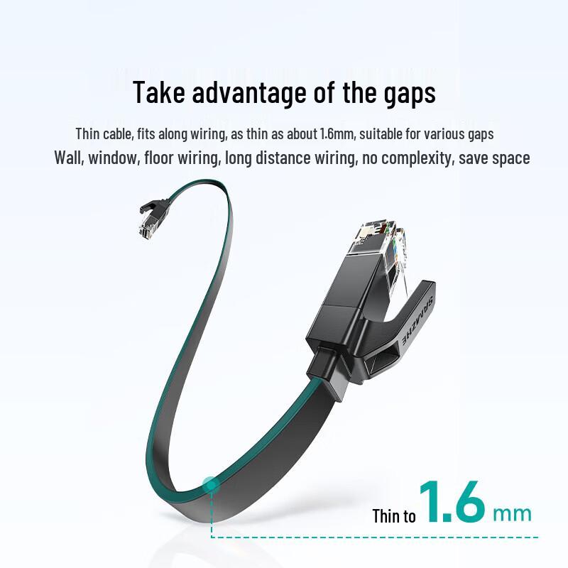 SAMZHE Cat6A Ultra-Speed Flat Ethernet Cable