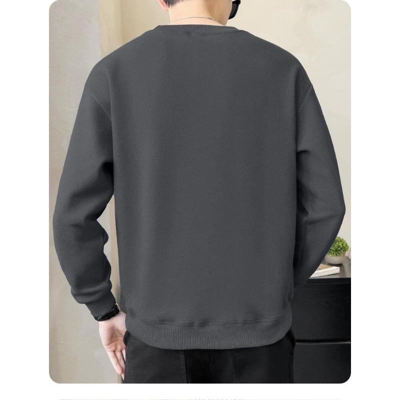 Felpa Oversize Girocollo da Uomo Morbido Pile Casual Larga Manica Lunga Top