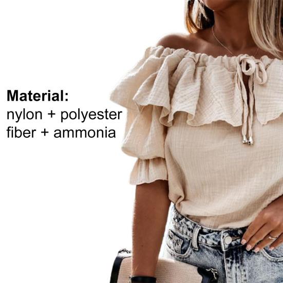 Chemisier Blouse Design Simple Chic Couleur Unie Printemps Été Volant Épaule Dénudée Hauts pour Femmes pour le Shopping