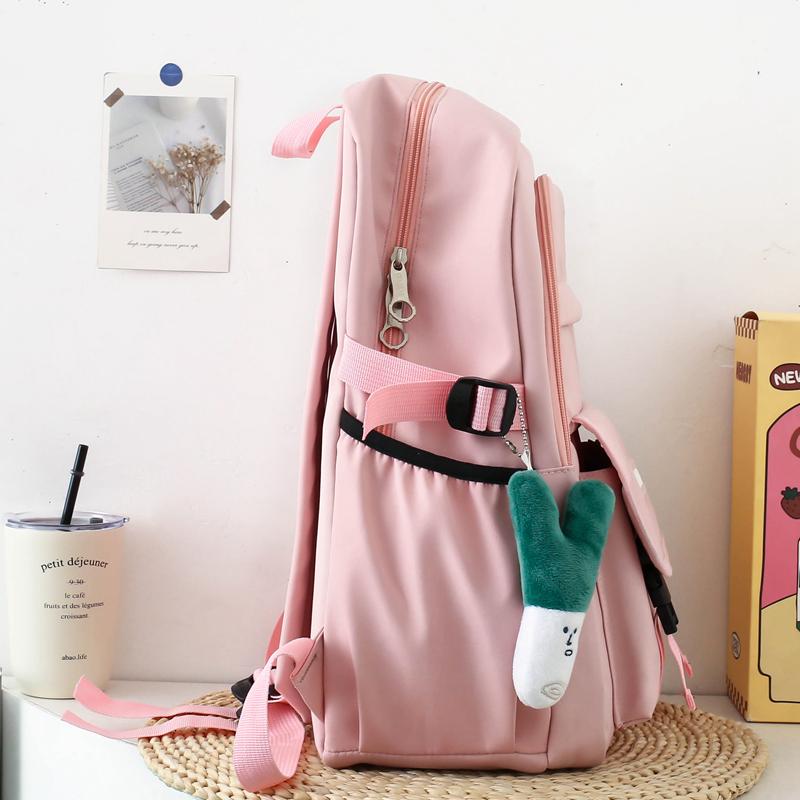 Four-Piece Backpack Set Student Schoolbag Women's Solid Color Backpack