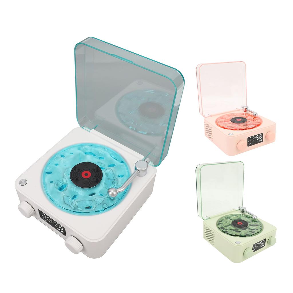Vintage Record Player Bluetooth Speaker 4 Modes Portable Wireless Turntable Stereo Speaker with Cloc